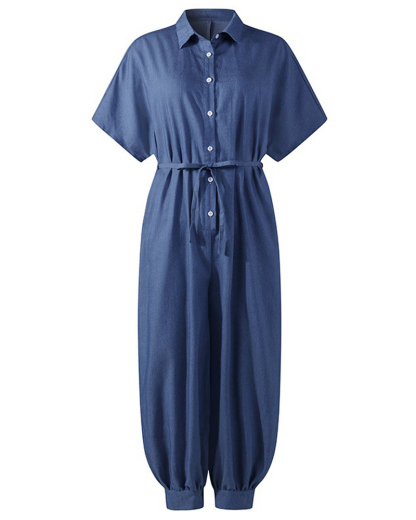 Collared Denim Jumpsuit