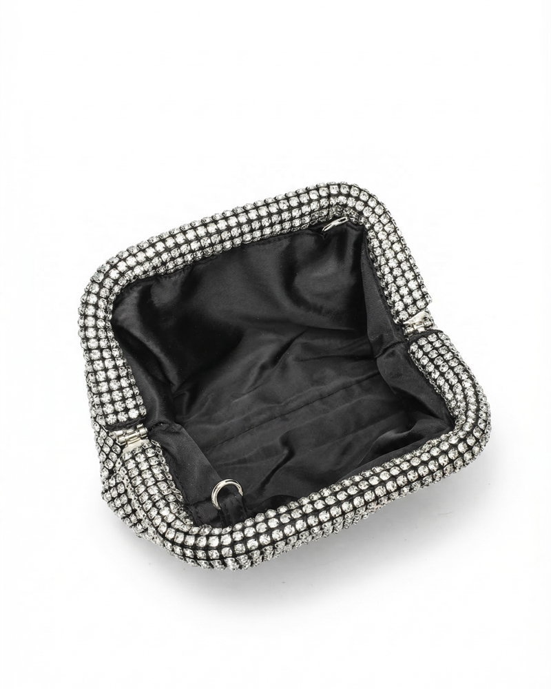 Fully Embellished Handbag with Clasp Closure — Sparkling Rhinestone Shoulder & Crossbody Bag