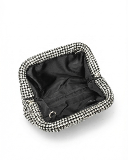 Fully Embellished Handbag with Clasp Closure — Sparkling Rhinestone Shoulder & Crossbody Bag