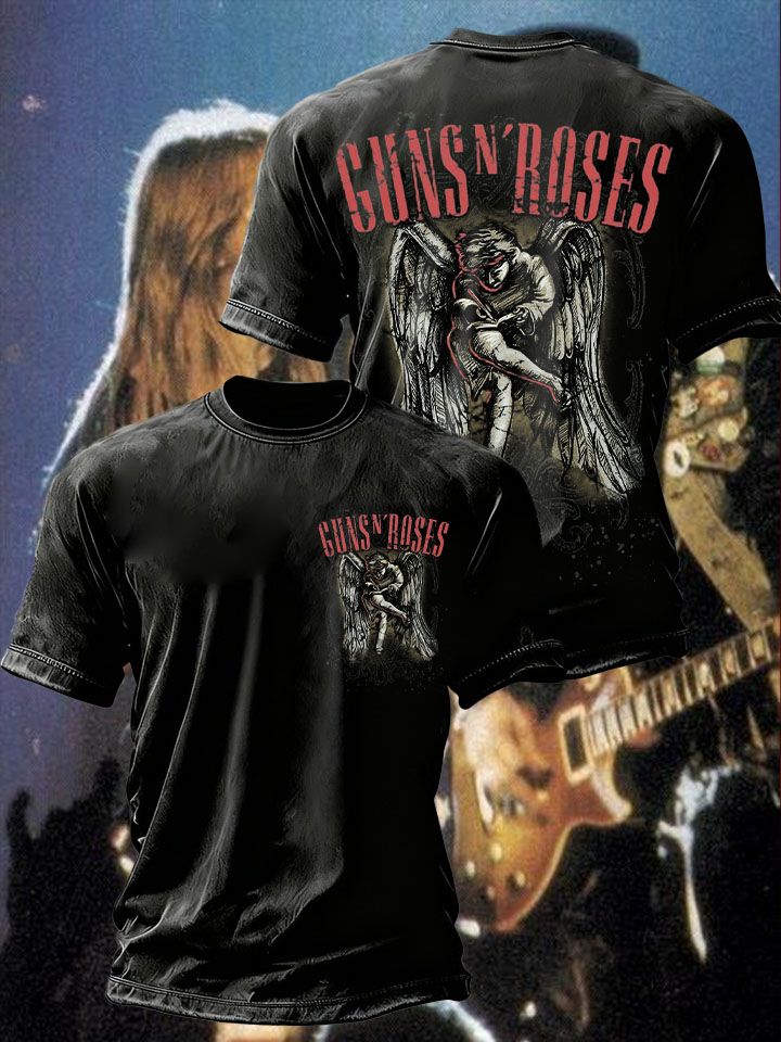 Men's Retro Rock Rose Short Sleeves T-shirt-pufftee