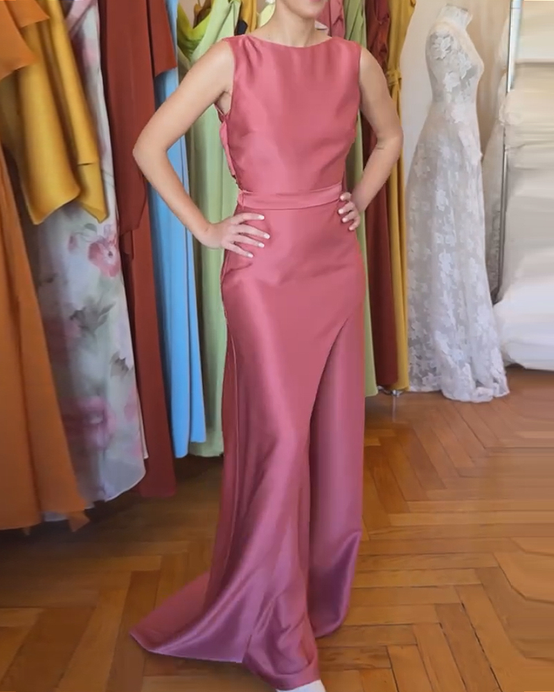 Sleeveless Solid Color Jumpsuit Two-Piece Set