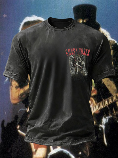 Men's Retro Rock Rose Short Sleeves T-shirt-pufftee