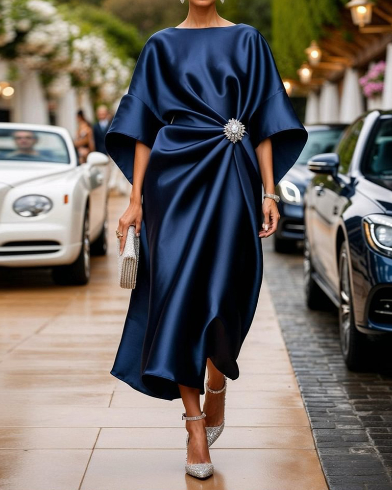 Elegant beaded satin dress