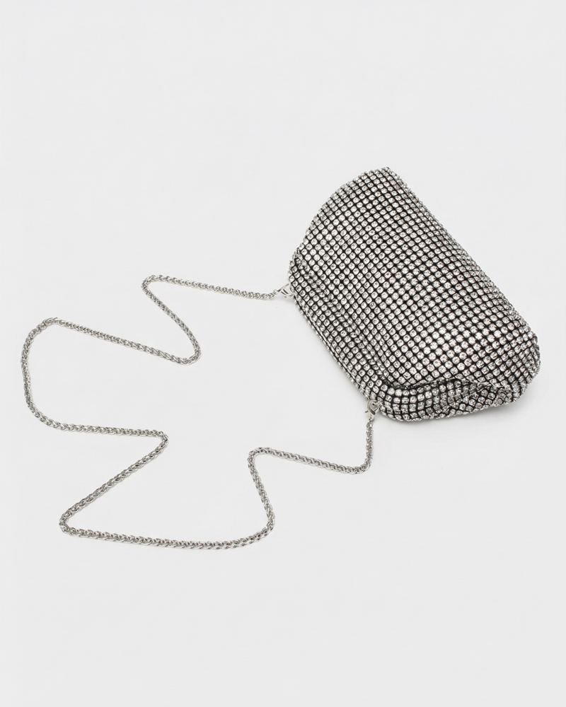 Fully Embellished Handbag with Clasp Closure — Sparkling Rhinestone Shoulder & Crossbody Bag