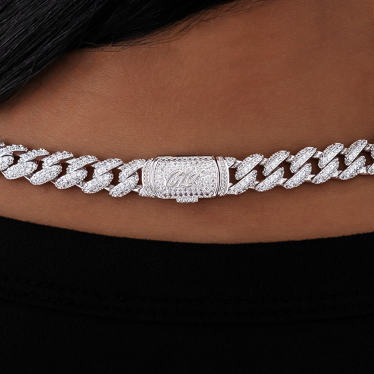 Diamond Cuban Necklace in White Gold - 8.5mm