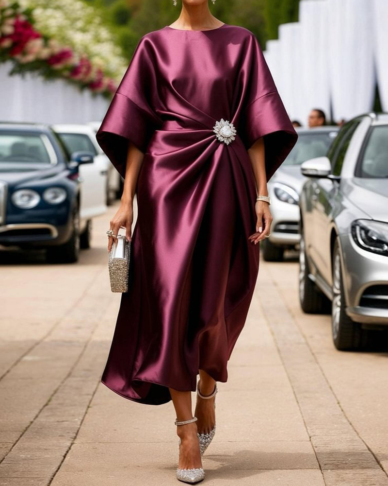 Elegant beaded satin dress