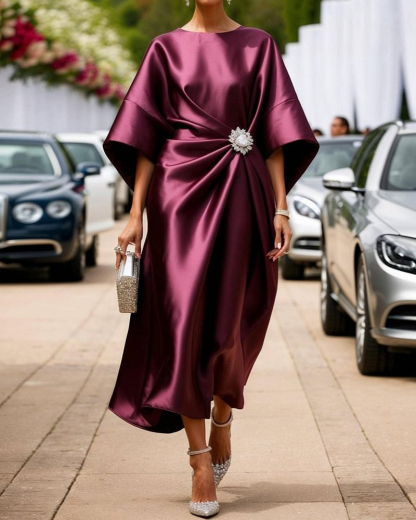 Elegant beaded satin dress