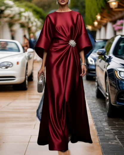 Elegant beaded satin dress