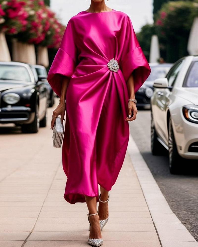 Elegant beaded satin dress