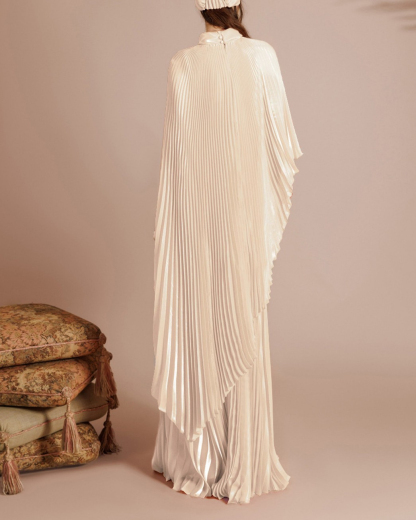 Full Pleated Flared Orange Dress