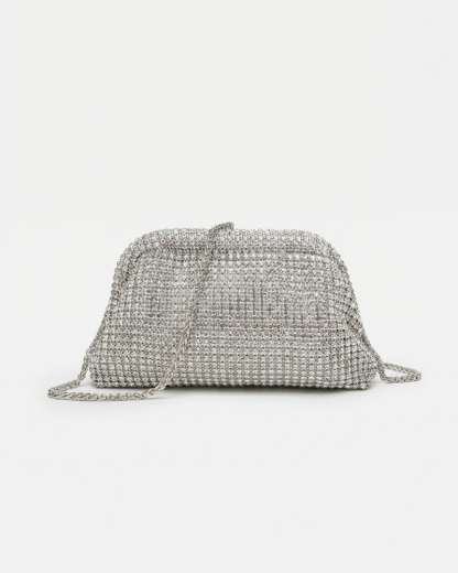 Fully Embellished Handbag with Clasp Closure — Sparkling Rhinestone Shoulder & Crossbody Bag