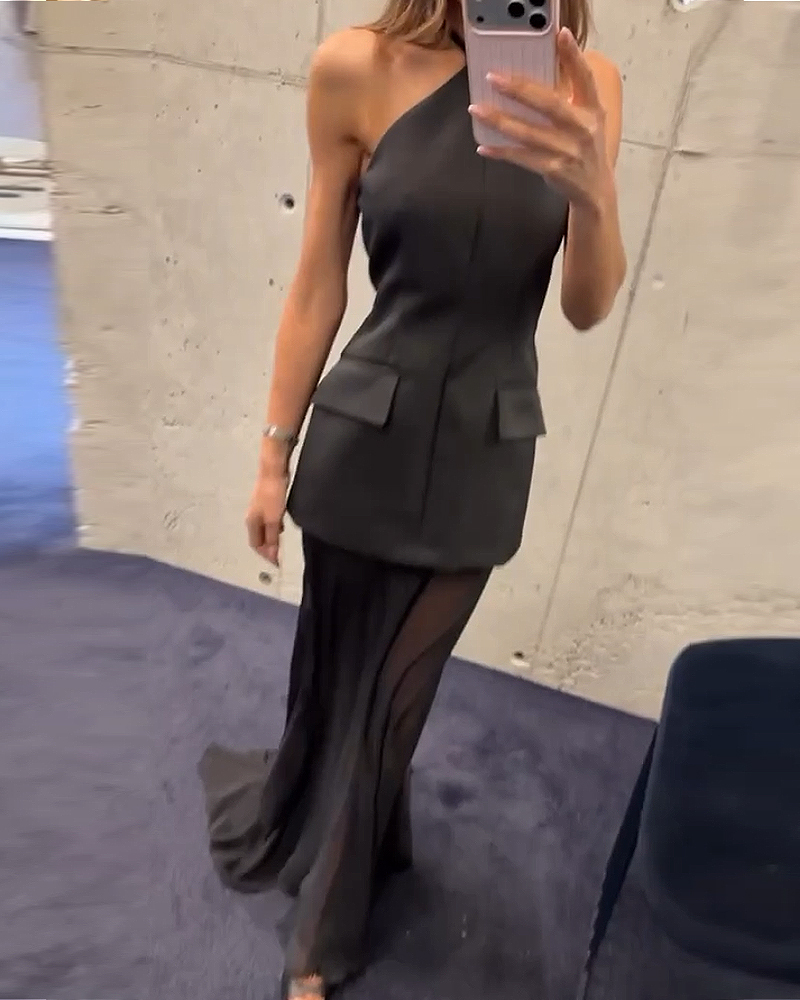 Elegant Sleeveless Solid Color Two Piece Set