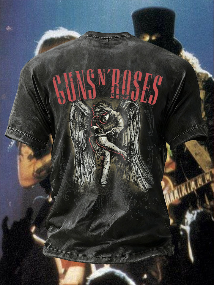 Men's Retro Rock Rose Short Sleeves T-shirt-pufftee