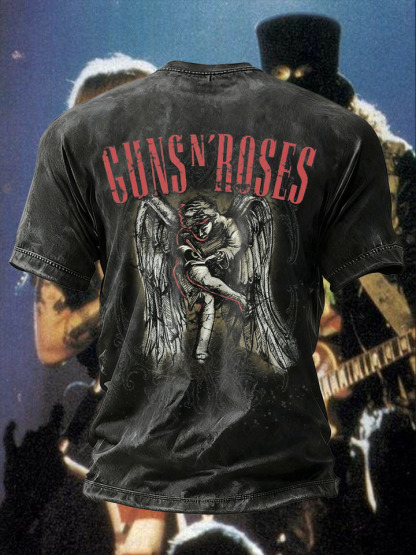 Men's Retro Rock Rose Short Sleeves T-shirt-pufftee