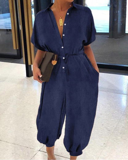 Collared Denim Jumpsuit