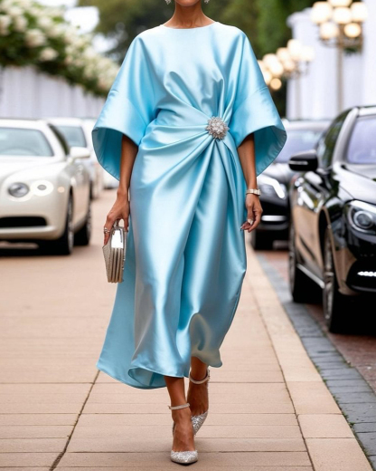 Elegant beaded satin dress