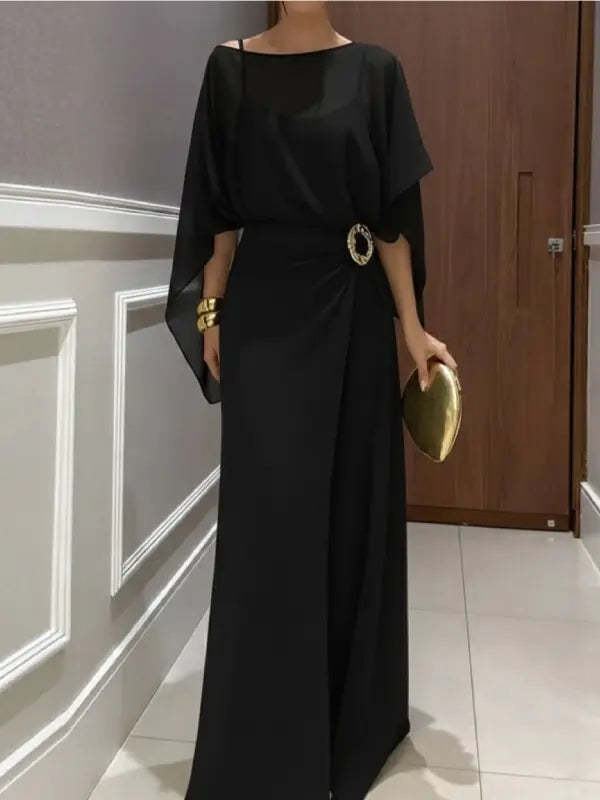 Elegant double-layer solid color jumpsuit