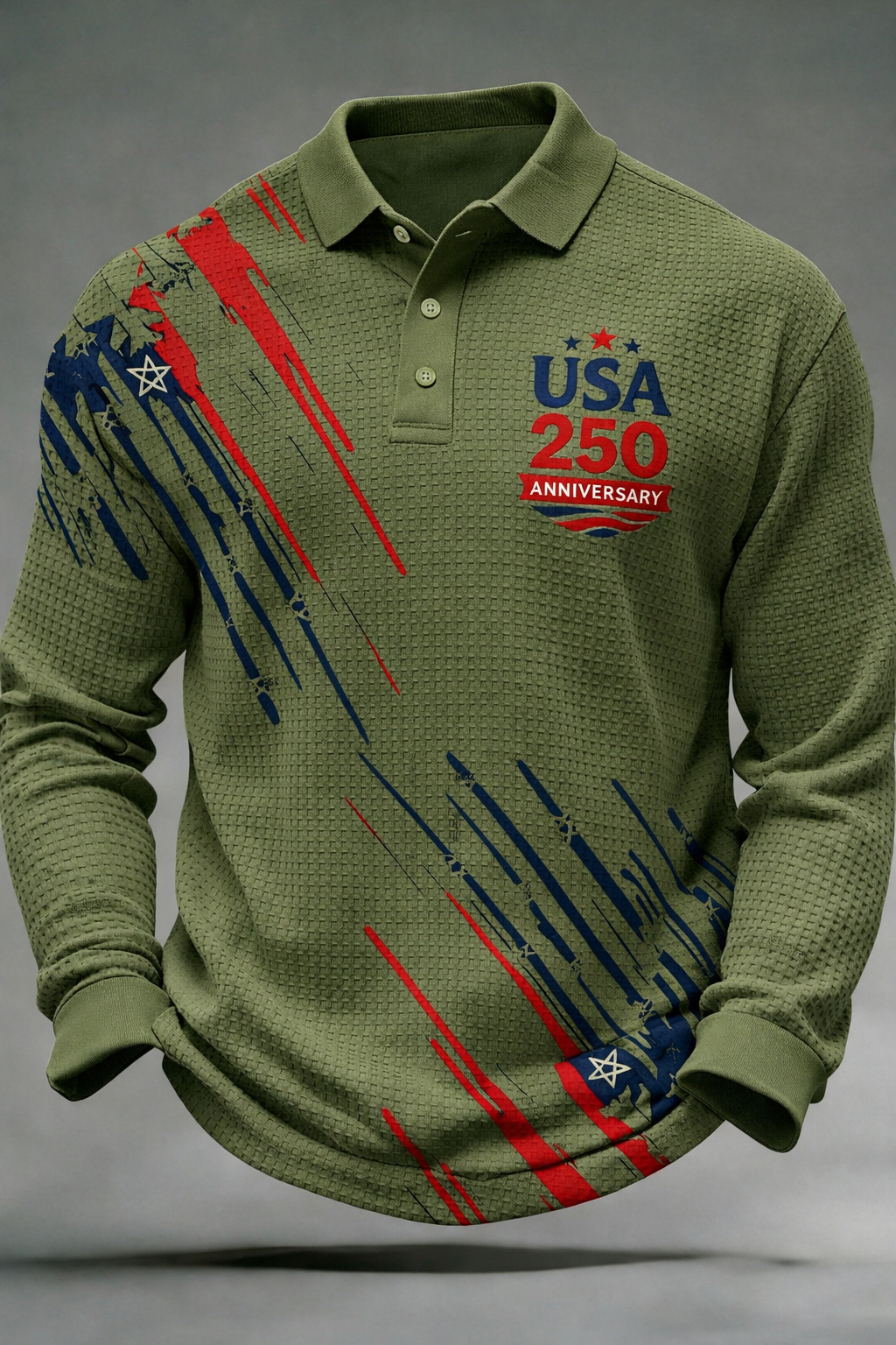 Men's 250th Anniversary Printed Casual Polo Shirt-pufftee