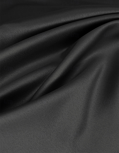 A-line Short-sleeved V-neck Satin Midi Dress