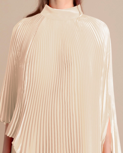 Full Pleated Flared Orange Dress