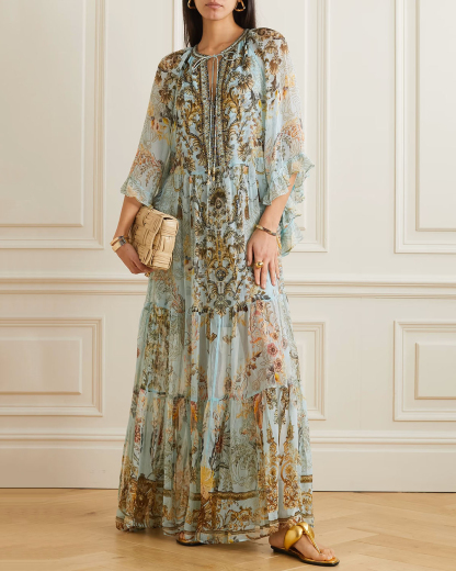 Resort Floral Print Ruffle Dress