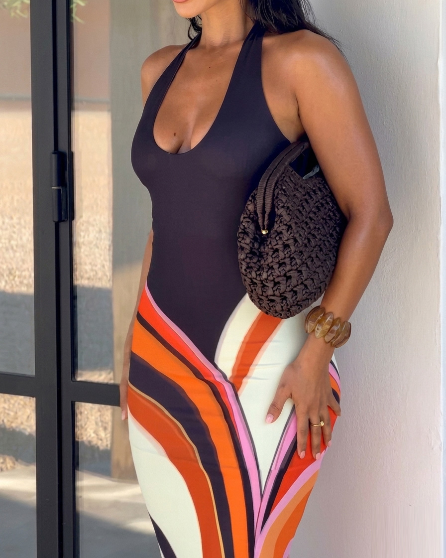 Sleeveless, Stretchy, Bodycon Printed Dress