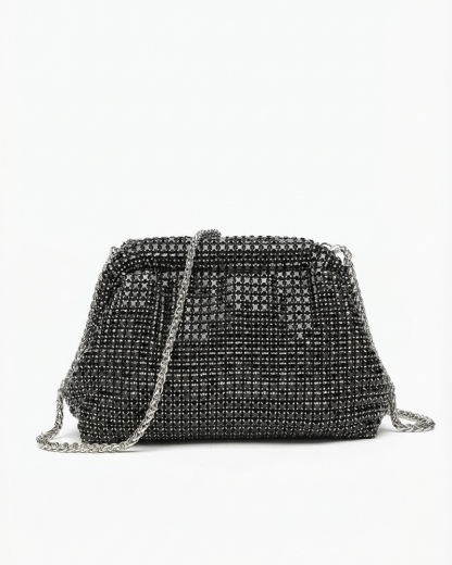 Fully Embellished Handbag with Clasp Closure — Sparkling Rhinestone Shoulder & Crossbody Bag