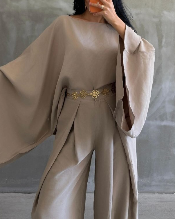 Crew Neck Casual Solid Color Two Piece Set