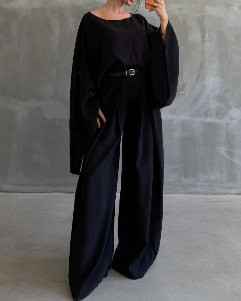 Crew Neck Casual Solid Color Two Piece Set