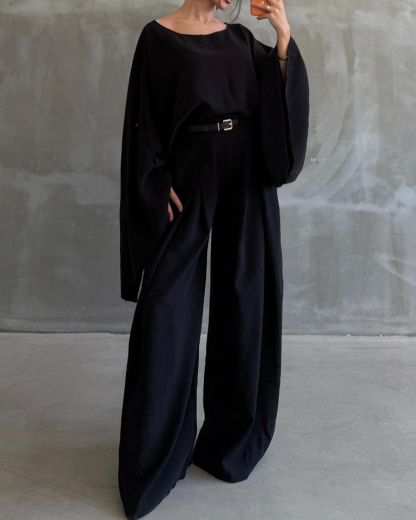 Crew Neck Casual Solid Color Two Piece Set