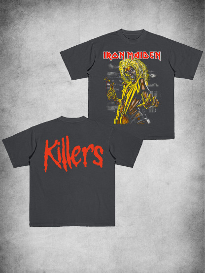 Iron Maiden Vintage Style Band Printed Unisex Cotton T-Shirt-pufftee