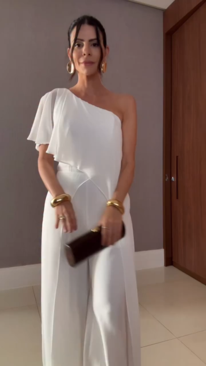 Elegant One-shoulder Ruffled Jumpsuit