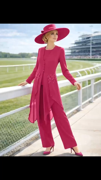 Chic Fuchsia Formal Pant Suit - Elegant Ladies Evening Outfit
