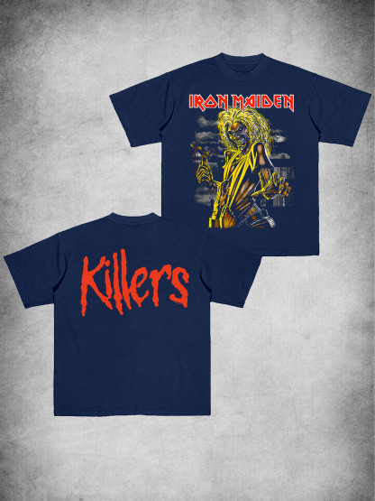 Iron Maiden Vintage Style Band Printed Unisex Cotton T-Shirt-pufftee