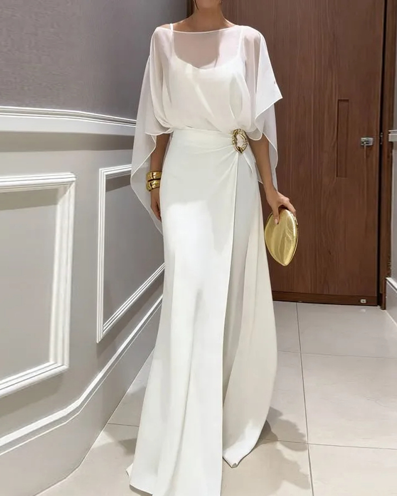 Elegant double-layer solid color three-piece set suit