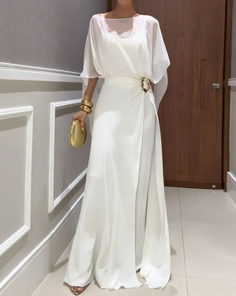 Elegant double-layer solid color three-piece set suit