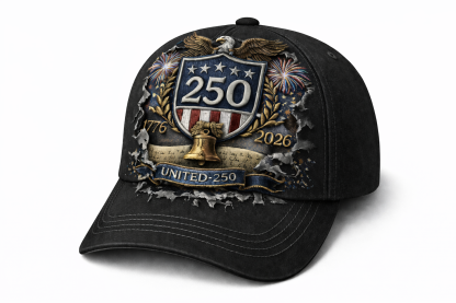 America 250th Anniversary Embroidered Baseball Cap – Patriotic Eagle & Shield Design (1776–2026)-pufftee