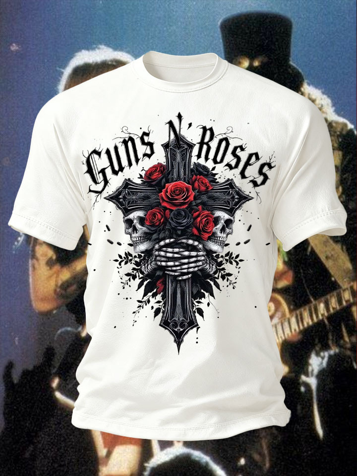 Men's Retro Rock Rose Short Sleeves T-shirt-pufftee