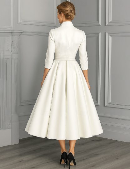 [Copy]Elegant Printed V-neck Satin A-Line Dress