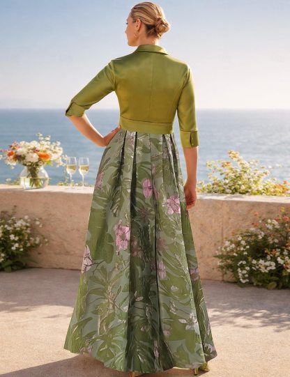 Elegant Printed A-Line Floor Length Shirt Dress