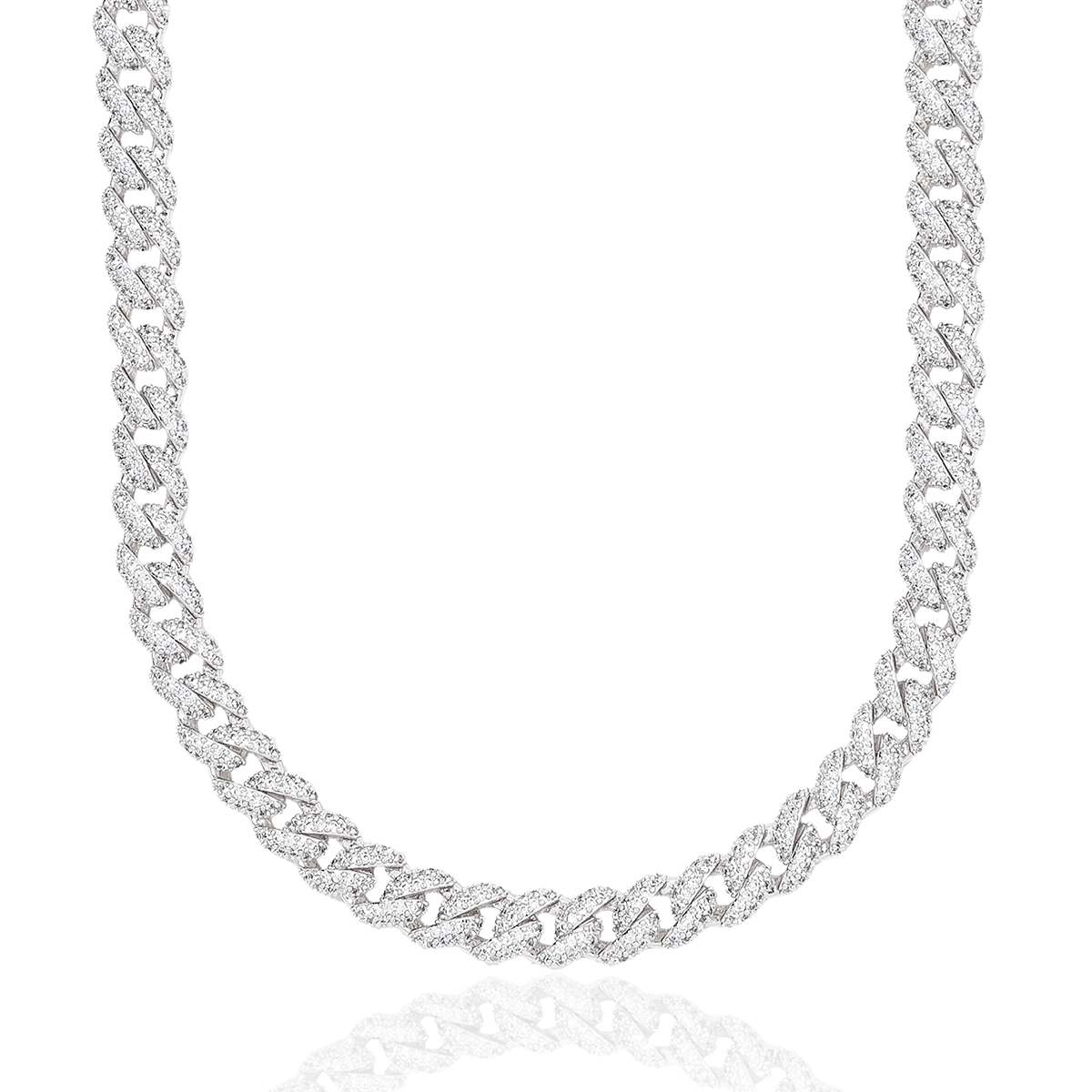 Diamond Cuban Necklace in White Gold - 8.5mm
