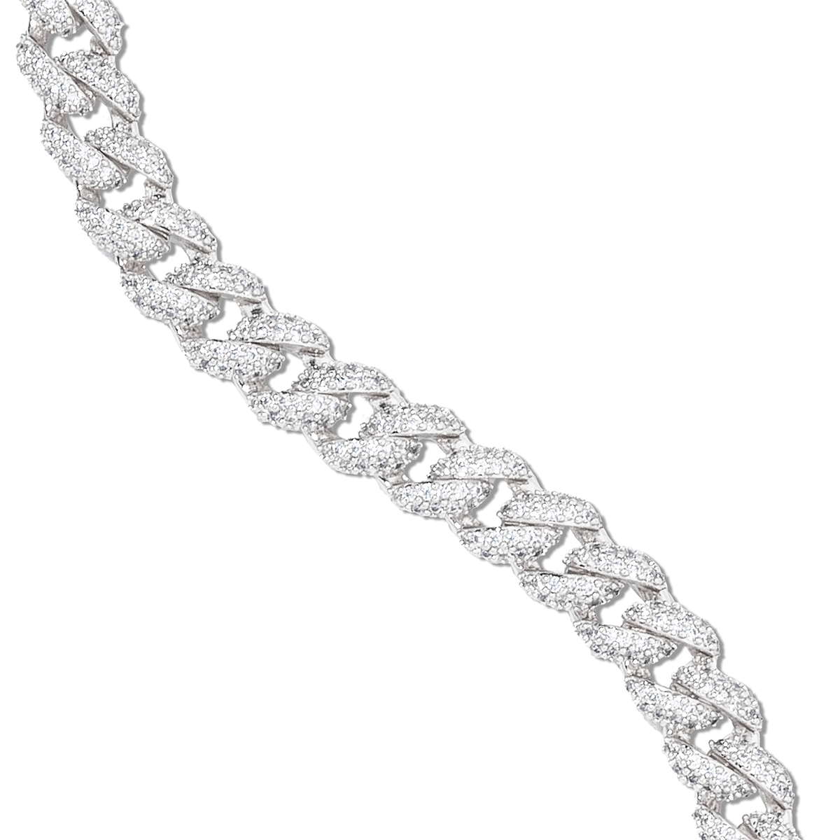 Diamond Cuban Necklace in White Gold - 8.5mm