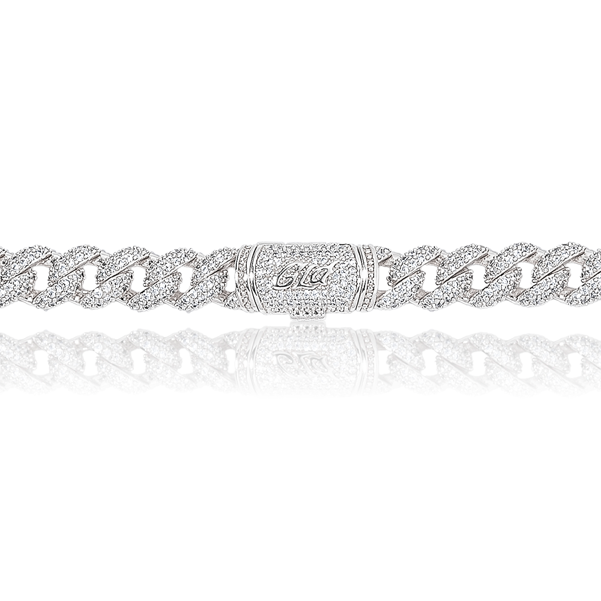 Diamond Cuban Necklace in White Gold - 8.5mm