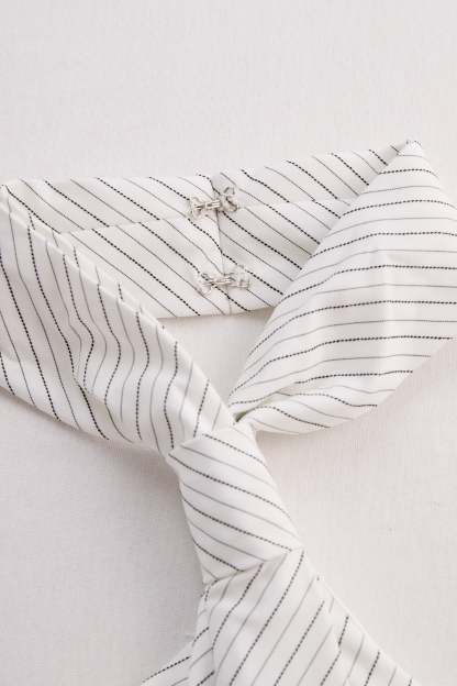 Striped Halter-Neck Knot Front Blouse