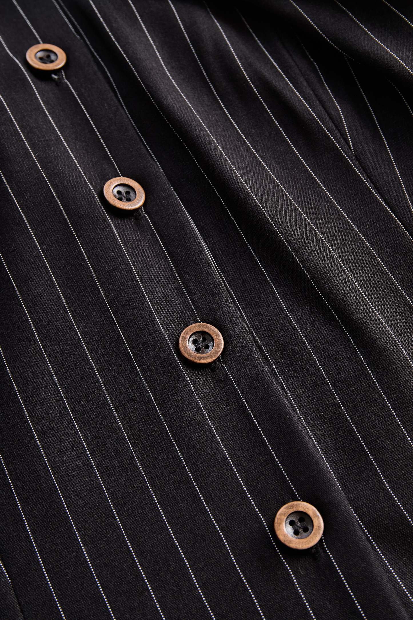 Pinstripe Top With Contrast Collar And Button Front