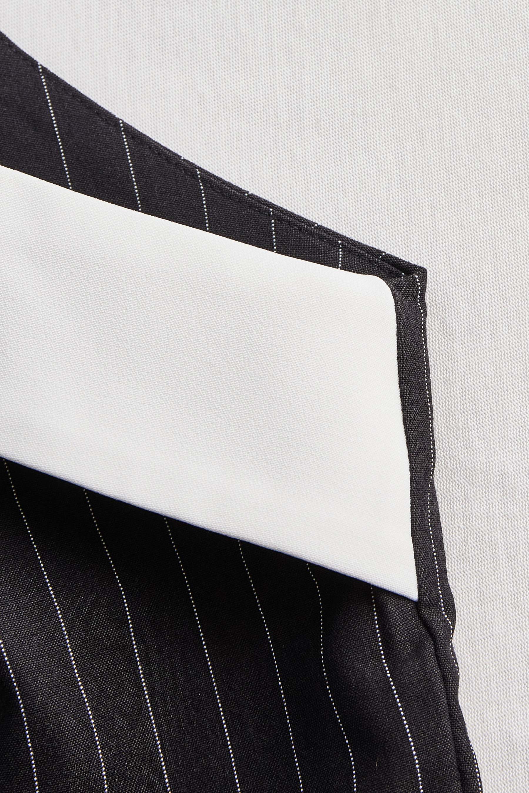 Pinstripe Top With Contrast Collar And Button Front