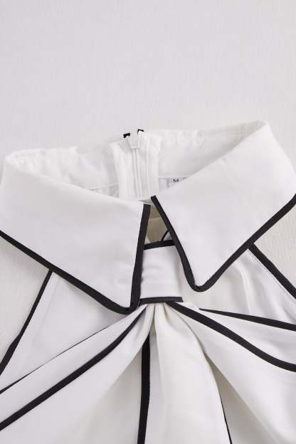 Stylish Sleeveless Halter Neck Blouse With Bold Contrast Trim
