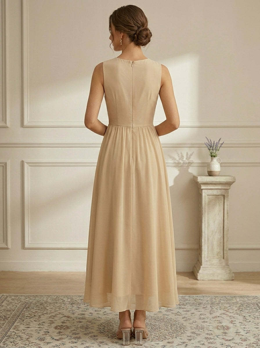 A-Line/Princess Scoop Chiffon Mother of the Bride Dresses with Jacket Lace Floral 3/4 Sleeves Ankle-Length