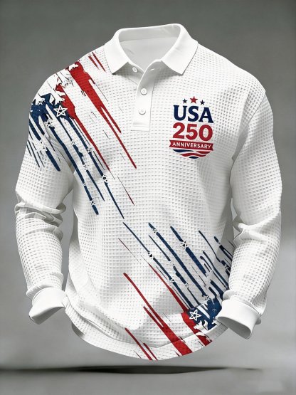 Men's 250th Anniversary Printed Casual Polo Shirt-pufftee
