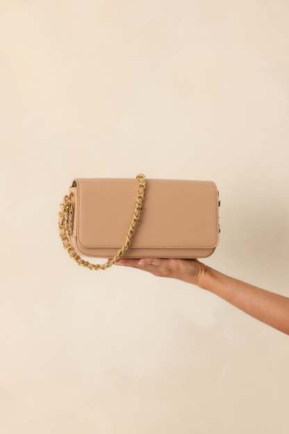 A Subtle Reminder Beige Faux Leather Baguette Handbag - MismiDaily - Accessories